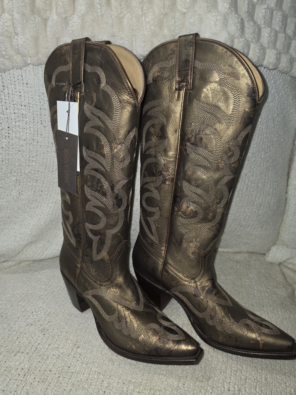 NWT Shyanne Embellished Metallic Brown Western Knee-High Boots